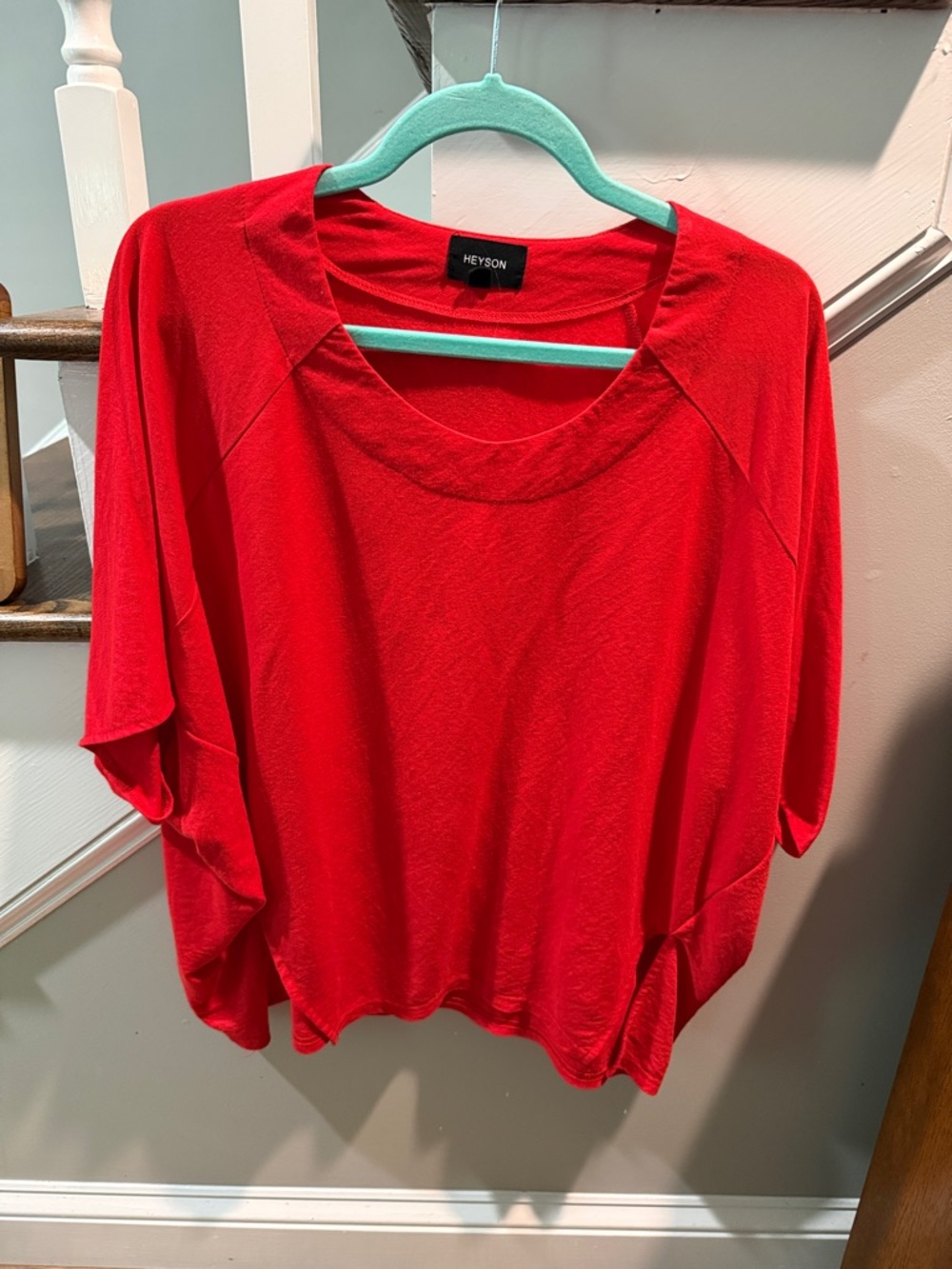 Heyson Relaxed Scoop-Neck Red Dolman Top